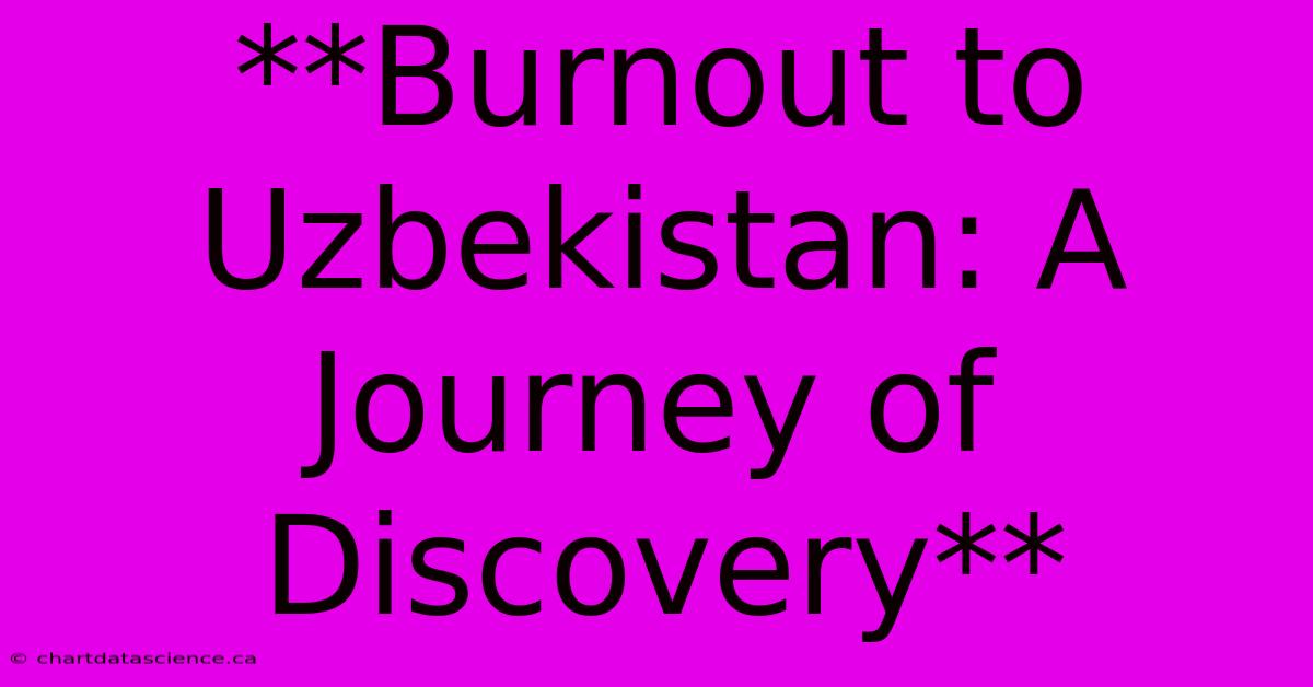 **Burnout To Uzbekistan: A Journey Of Discovery**