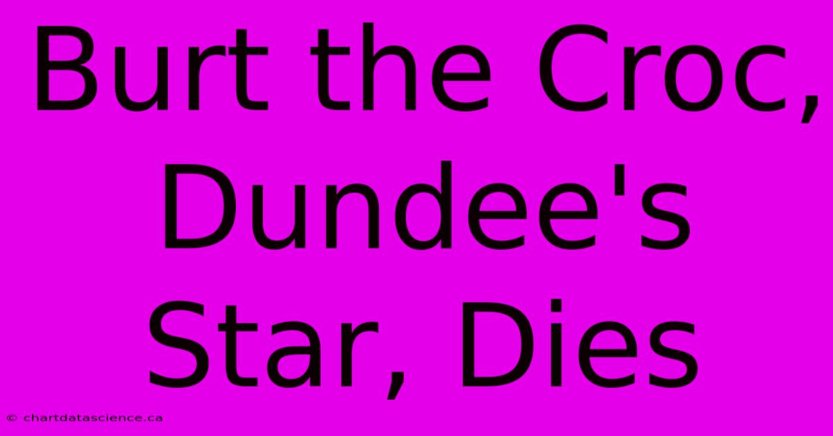 Burt The Croc, Dundee's Star, Dies