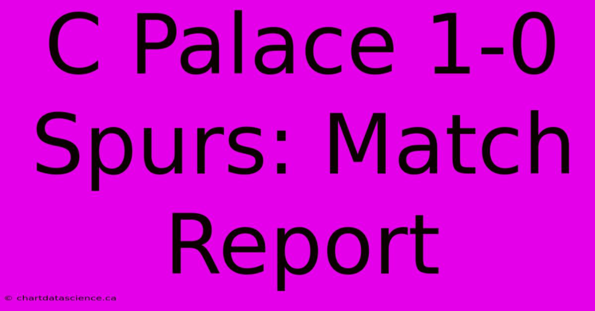 C Palace 1-0 Spurs: Match Report