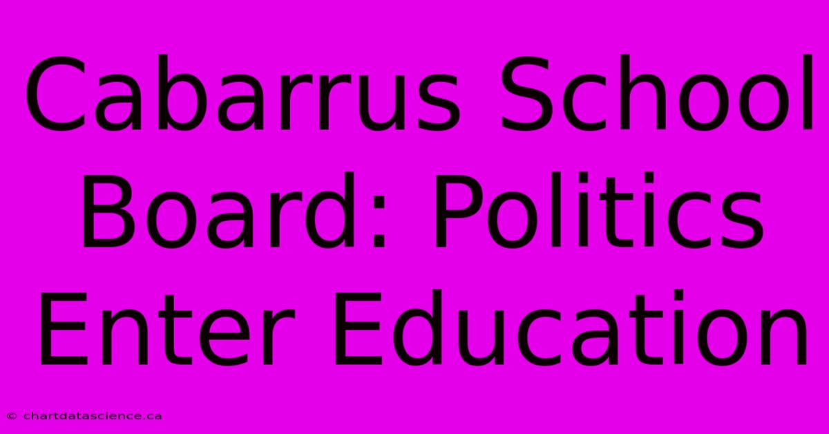 Cabarrus School Board: Politics Enter Education