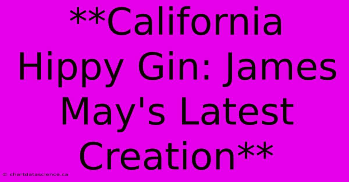 **California Hippy Gin: James May's Latest Creation**