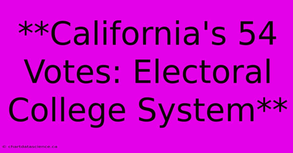 **California's 54 Votes: Electoral College System**