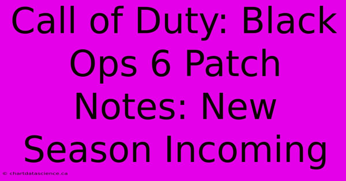 Call Of Duty: Black Ops 6 Patch Notes: New Season Incoming