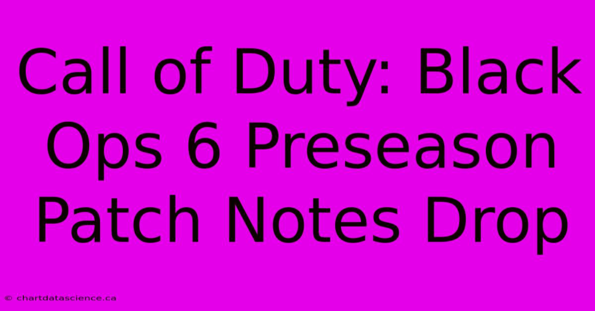 Call Of Duty: Black Ops 6 Preseason Patch Notes Drop