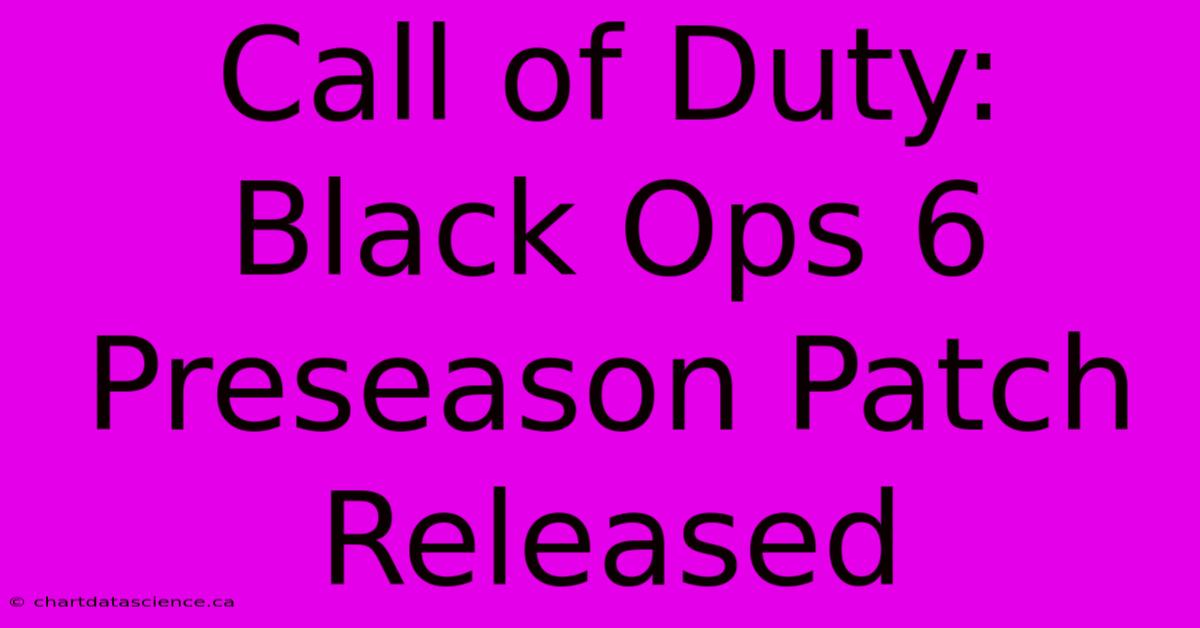 Call Of Duty: Black Ops 6 Preseason Patch Released