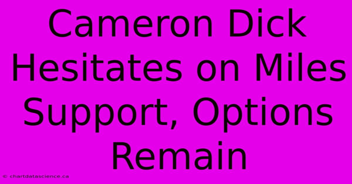 Cameron Dick Hesitates On Miles Support, Options Remain 