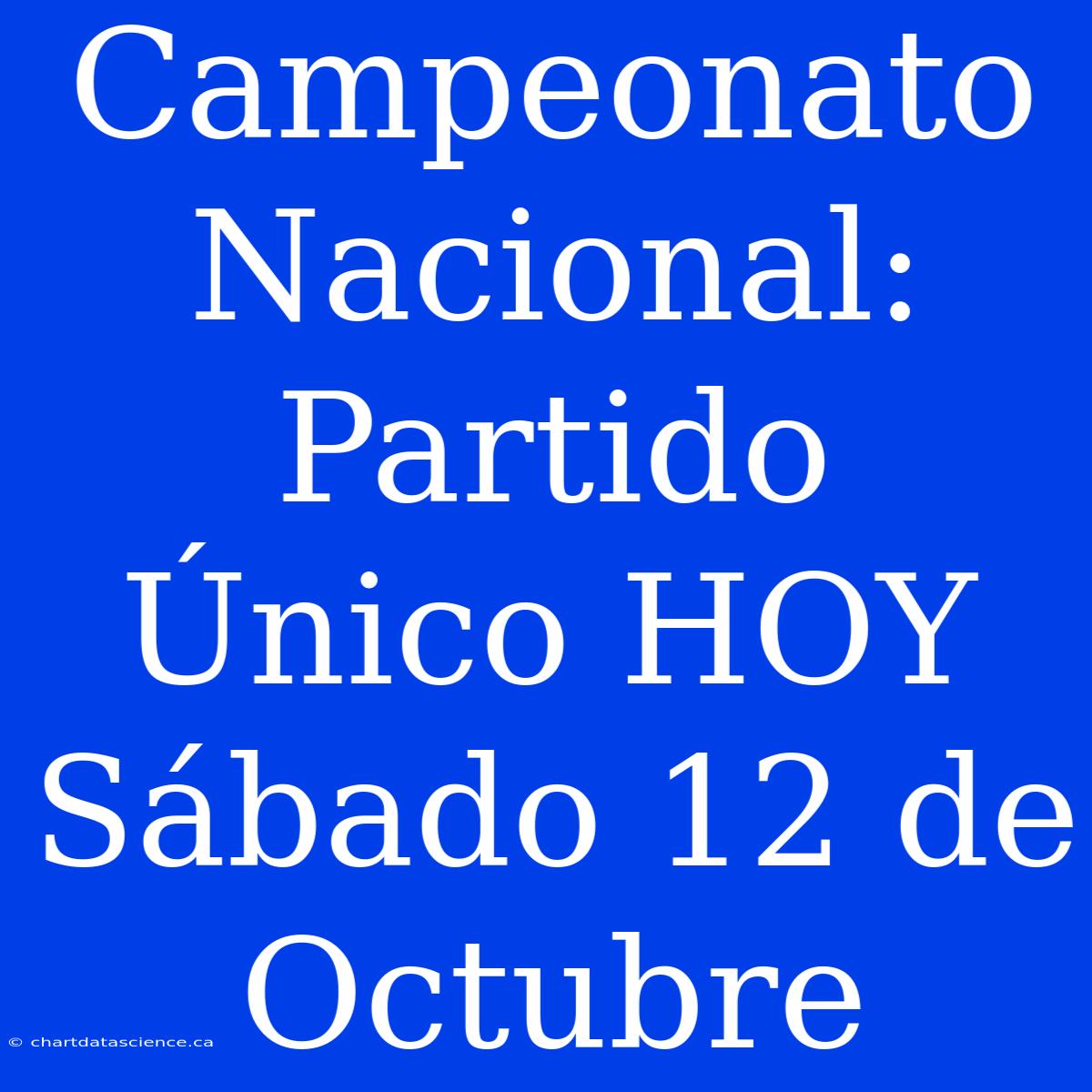 Campeonato Nacional: Partido Único HOY Sábado 12 De Octubre