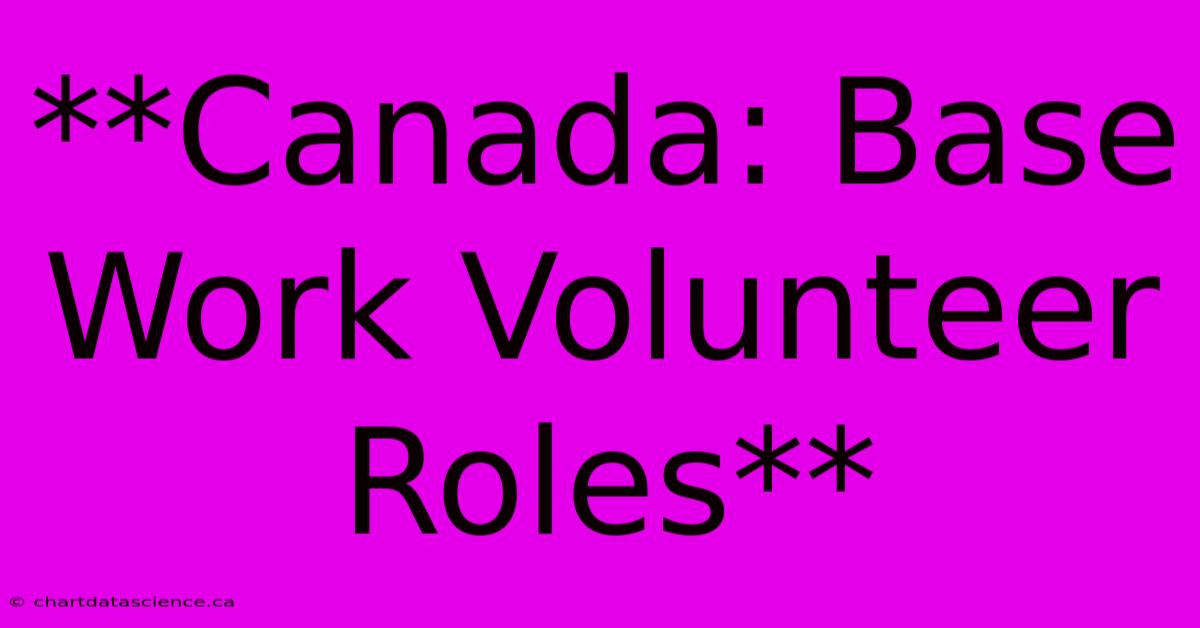 **Canada: Base Work Volunteer Roles**