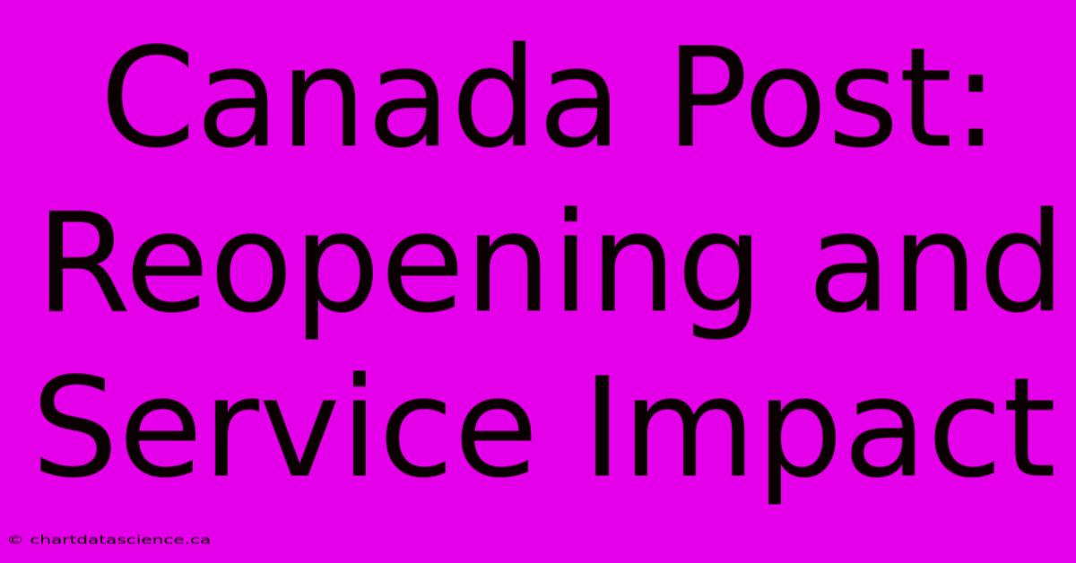 Canada Post: Reopening And Service Impact