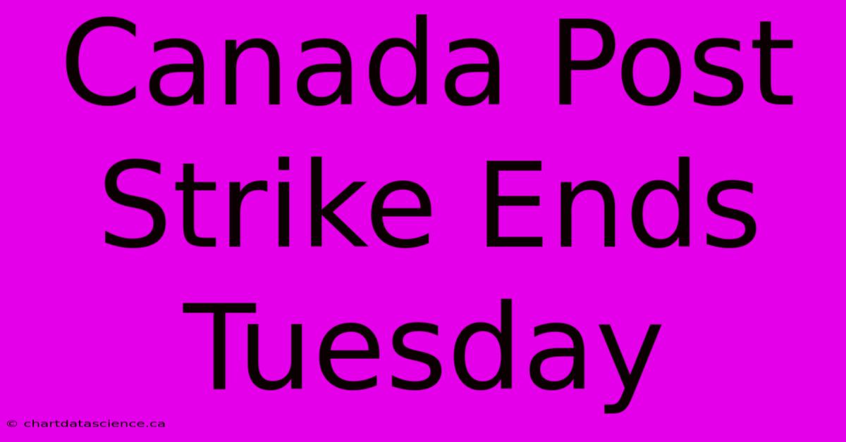 Canada Post Strike Ends Tuesday