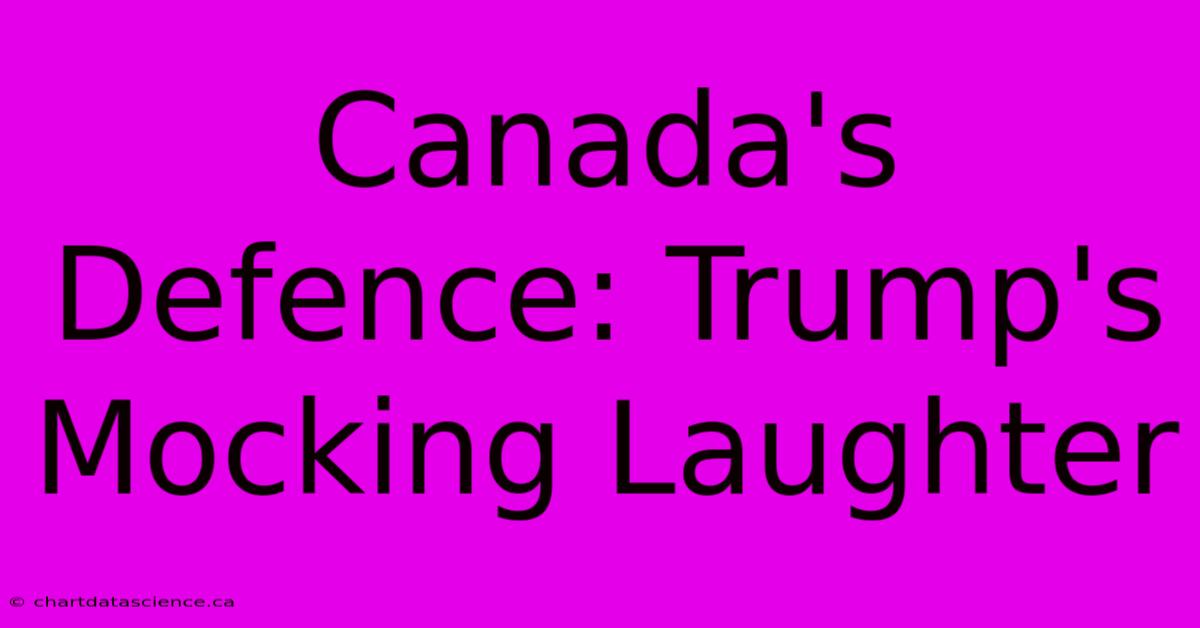 Canada's Defence: Trump's Mocking Laughter