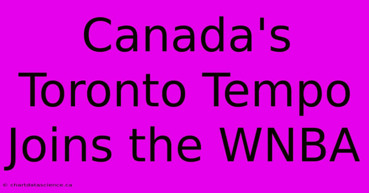 Canada's Toronto Tempo Joins The WNBA