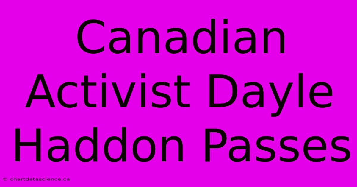 Canadian Activist Dayle Haddon Passes