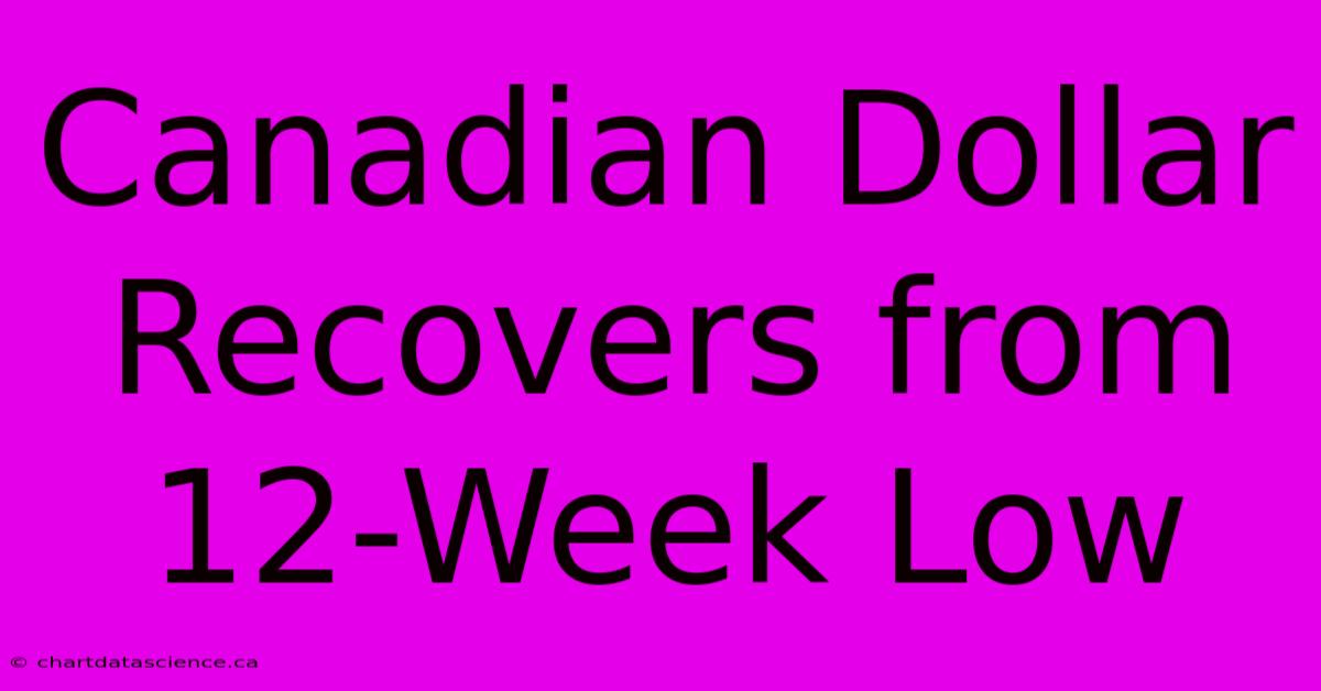 Canadian Dollar Recovers From 12-Week Low