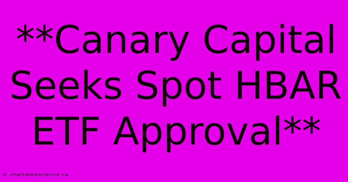 **Canary Capital Seeks Spot HBAR ETF Approval** 