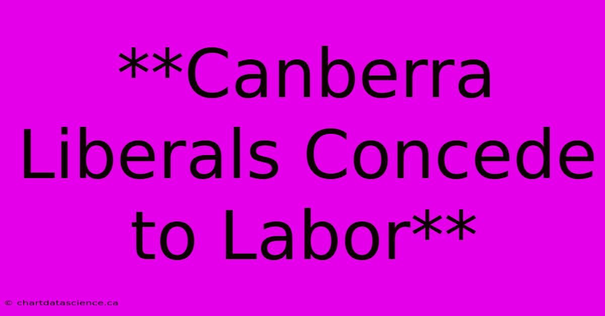 **Canberra Liberals Concede To Labor**