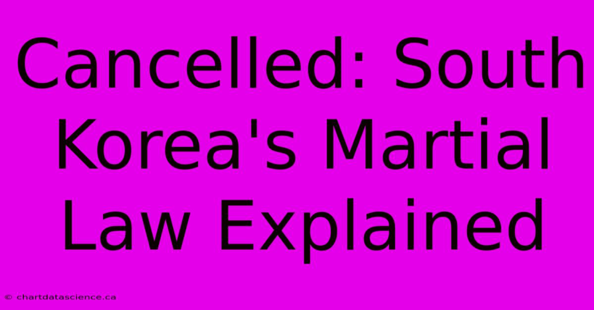 Cancelled: South Korea's Martial Law Explained