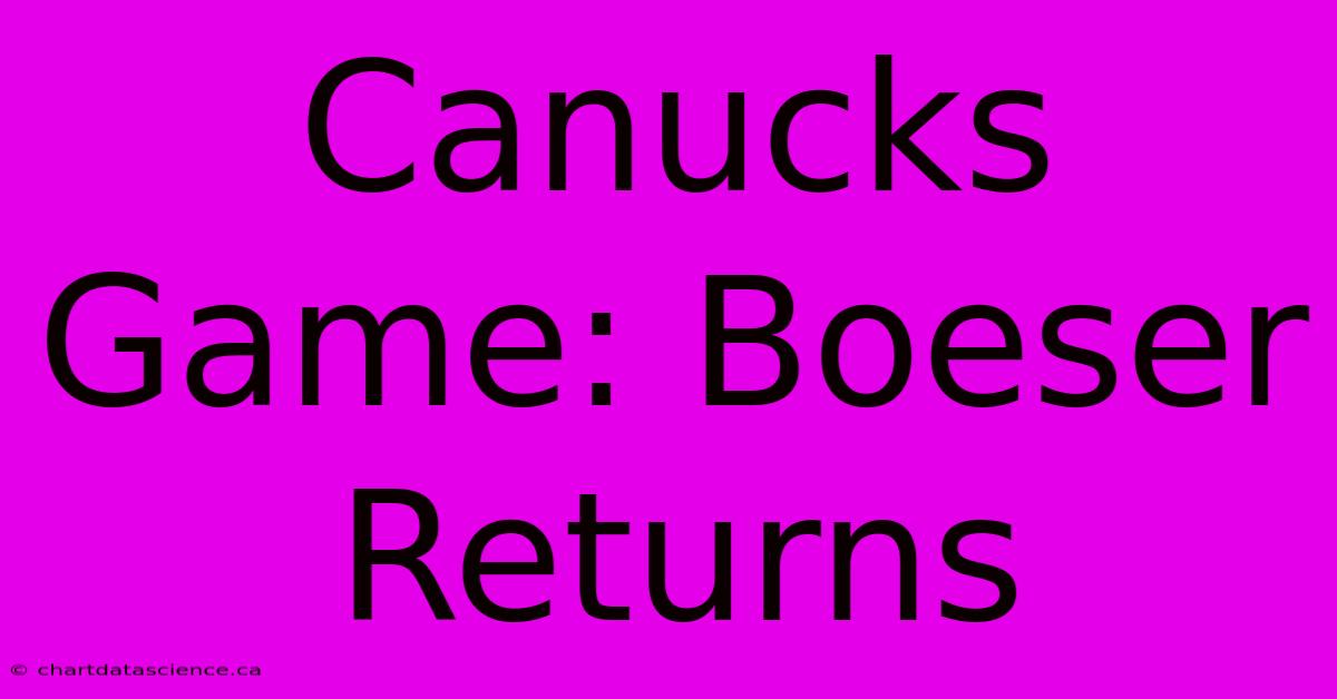 Canucks Game: Boeser Returns