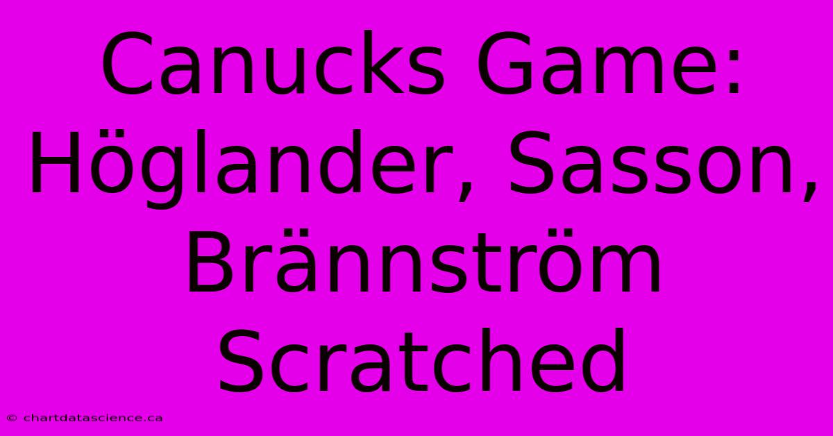 Canucks Game: Höglander, Sasson, Brännström Scratched