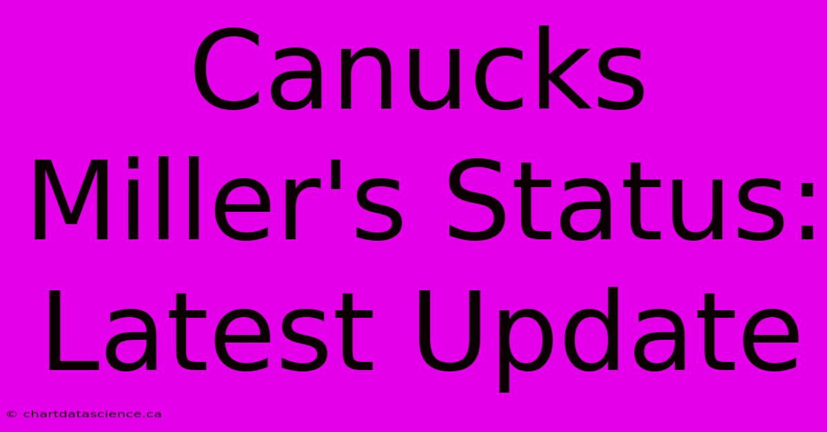 Canucks Miller's Status: Latest Update  