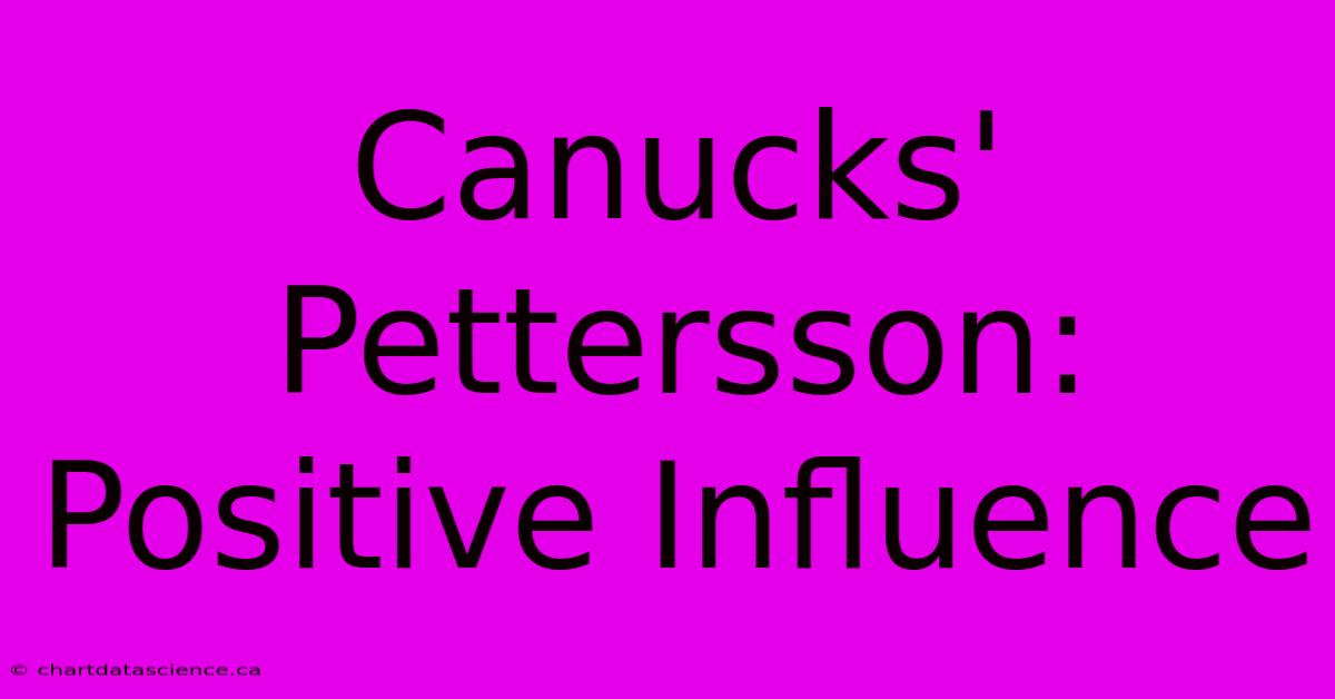 Canucks' Pettersson: Positive Influence