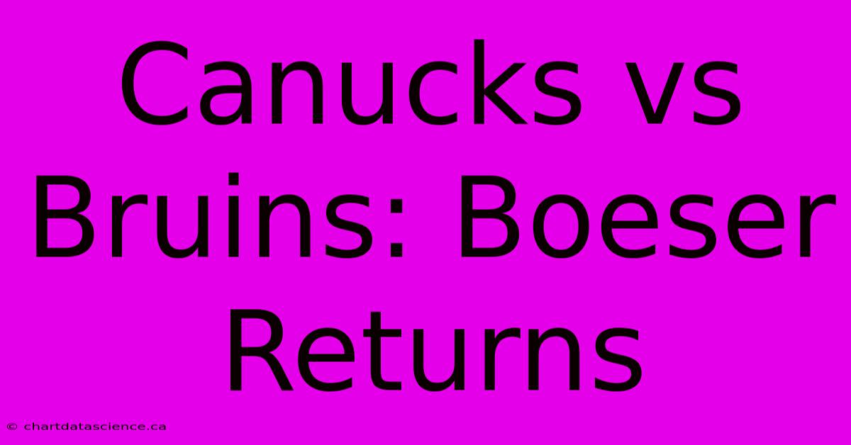 Canucks Vs Bruins: Boeser Returns