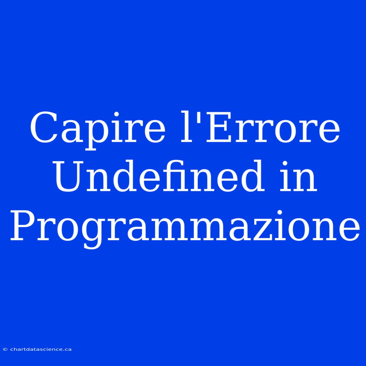 Capire L'Errore Undefined In Programmazione