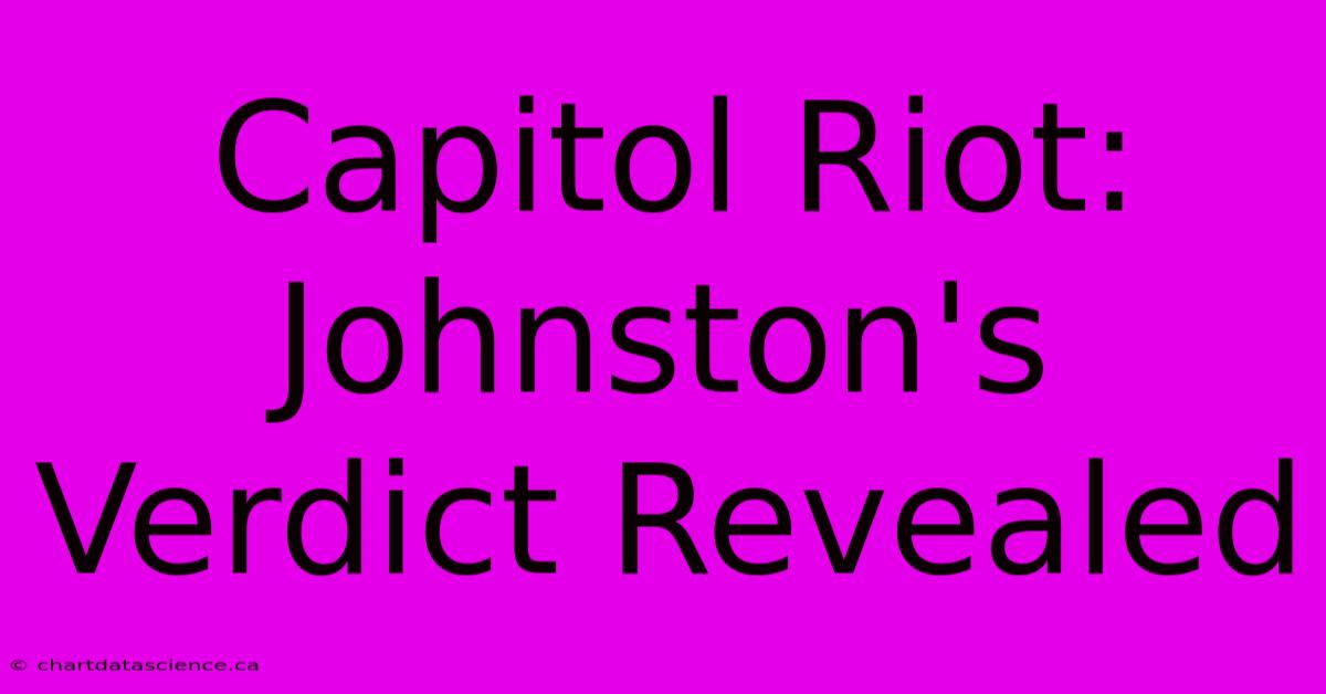 Capitol Riot: Johnston's Verdict Revealed 