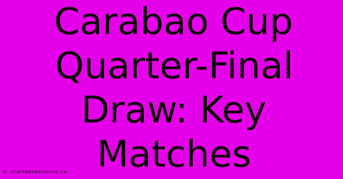 Carabao Cup Quarter-Final Draw: Key Matches