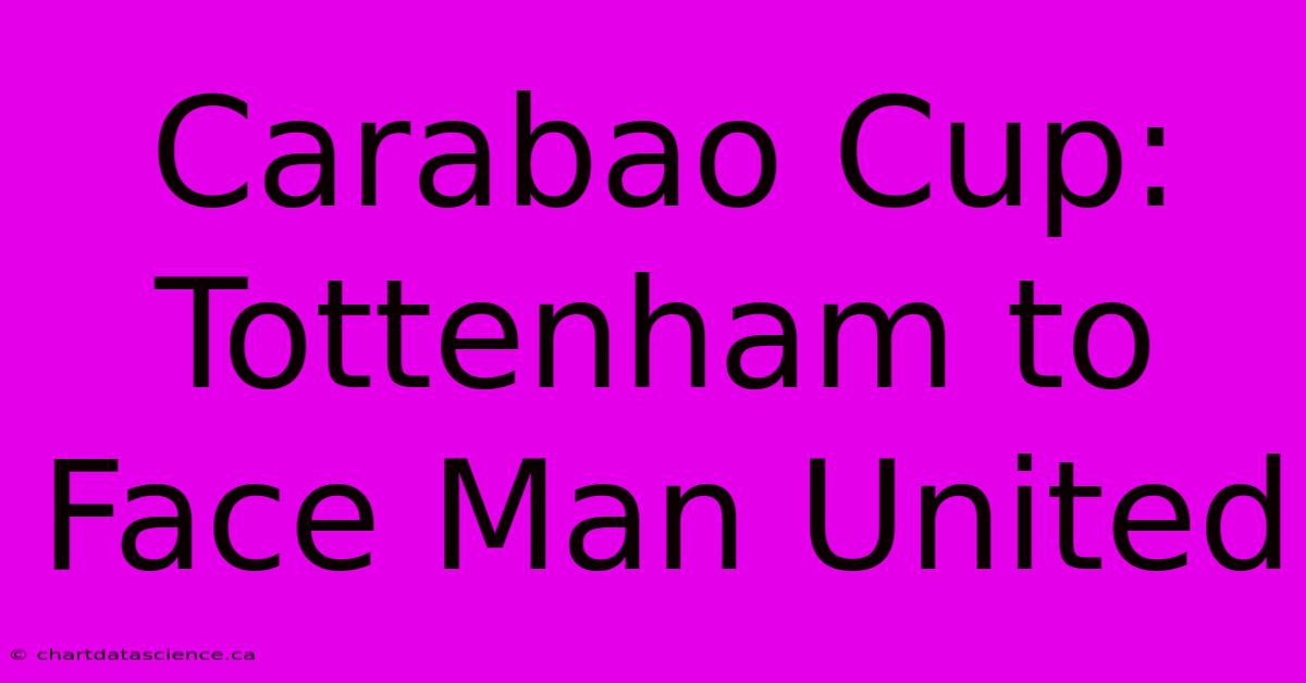 Carabao Cup: Tottenham To Face Man United