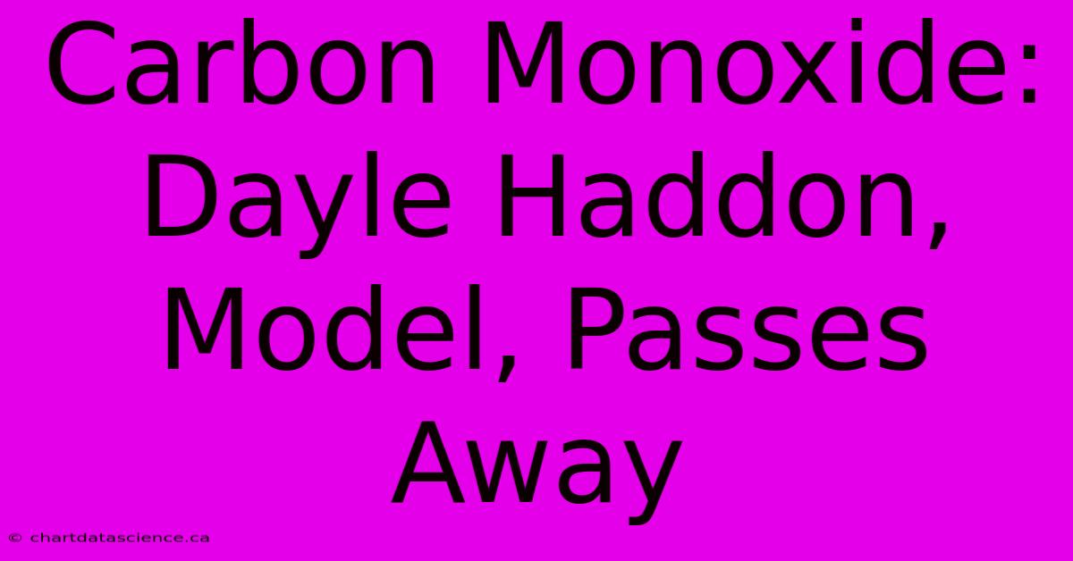 Carbon Monoxide: Dayle Haddon, Model, Passes Away