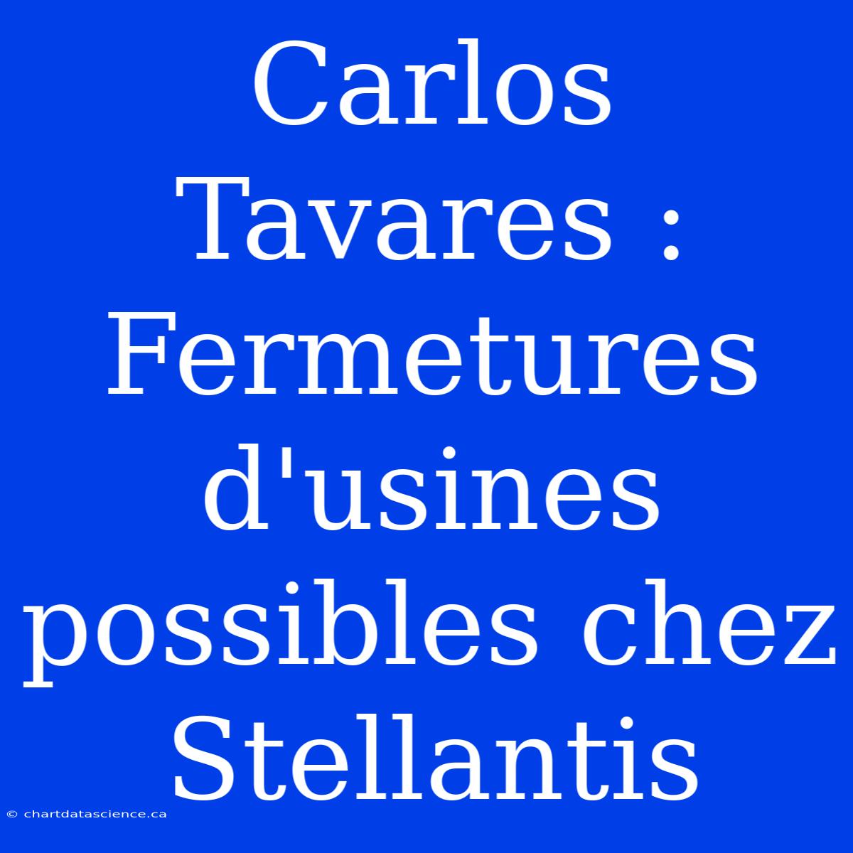 Carlos Tavares : Fermetures D'usines Possibles Chez Stellantis