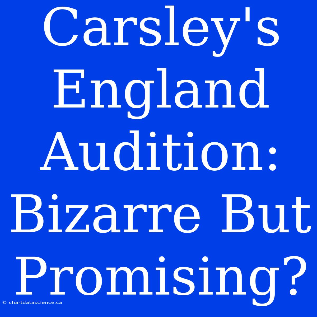 Carsley's England Audition:  Bizarre But Promising?