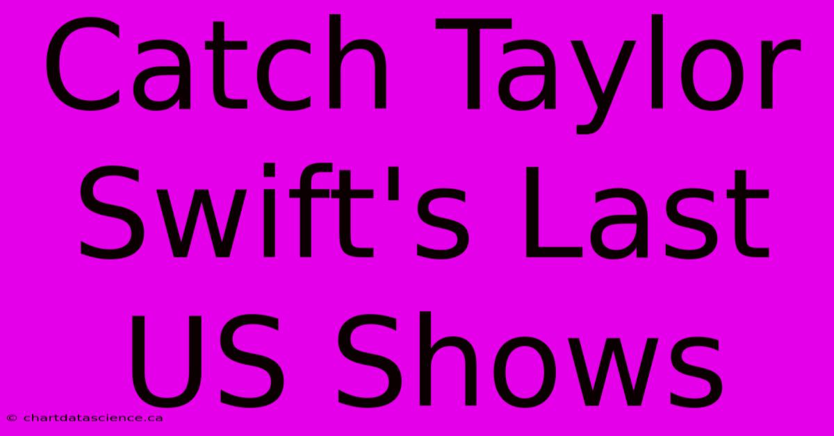 Catch Taylor Swift's Last US Shows