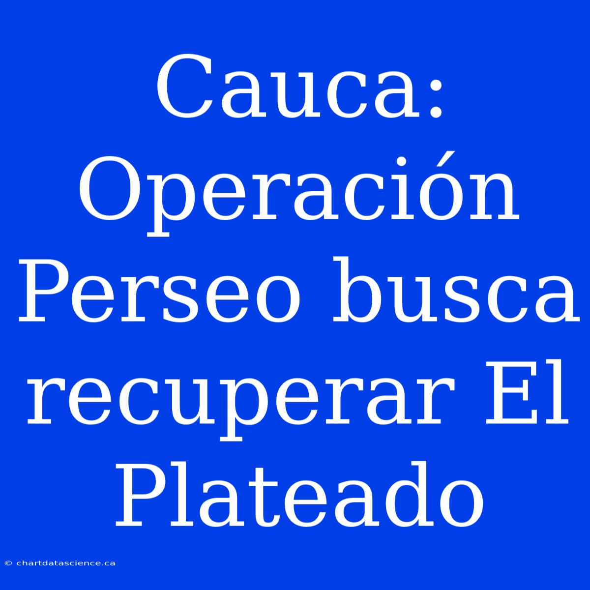 Cauca: Operación Perseo Busca Recuperar El Plateado