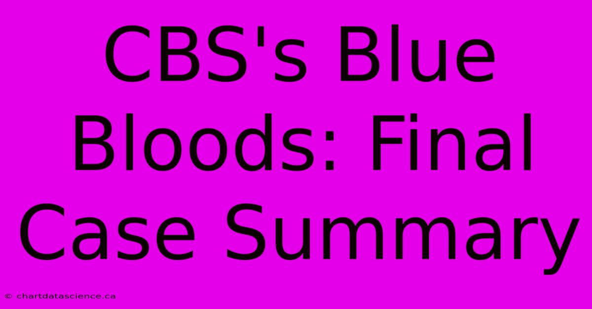 CBS's Blue Bloods: Final Case Summary