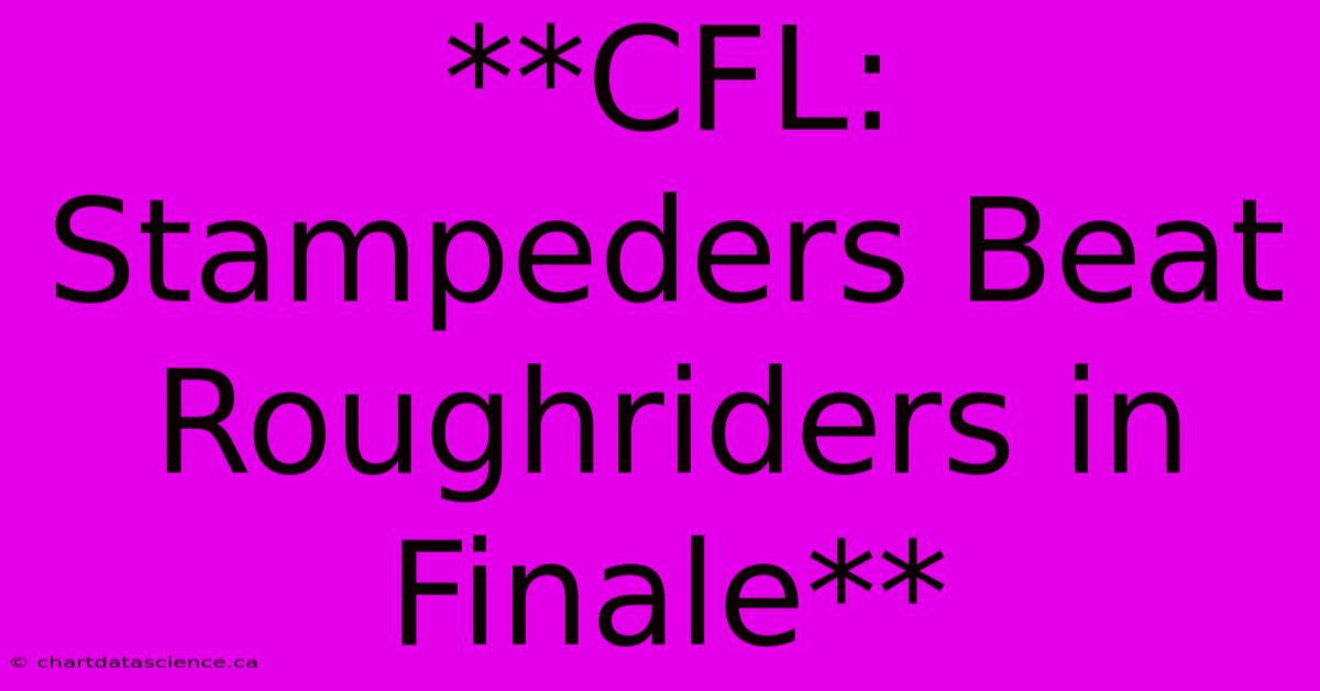 **CFL: Stampeders Beat Roughriders In Finale**