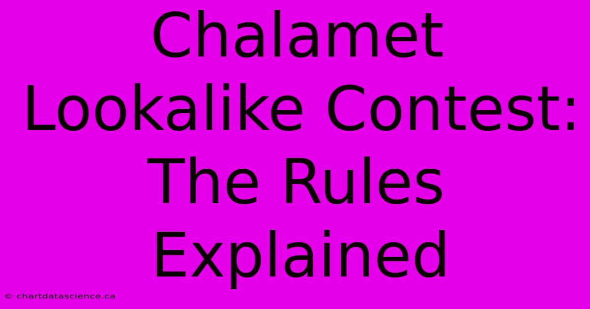 Chalamet Lookalike Contest: The Rules Explained