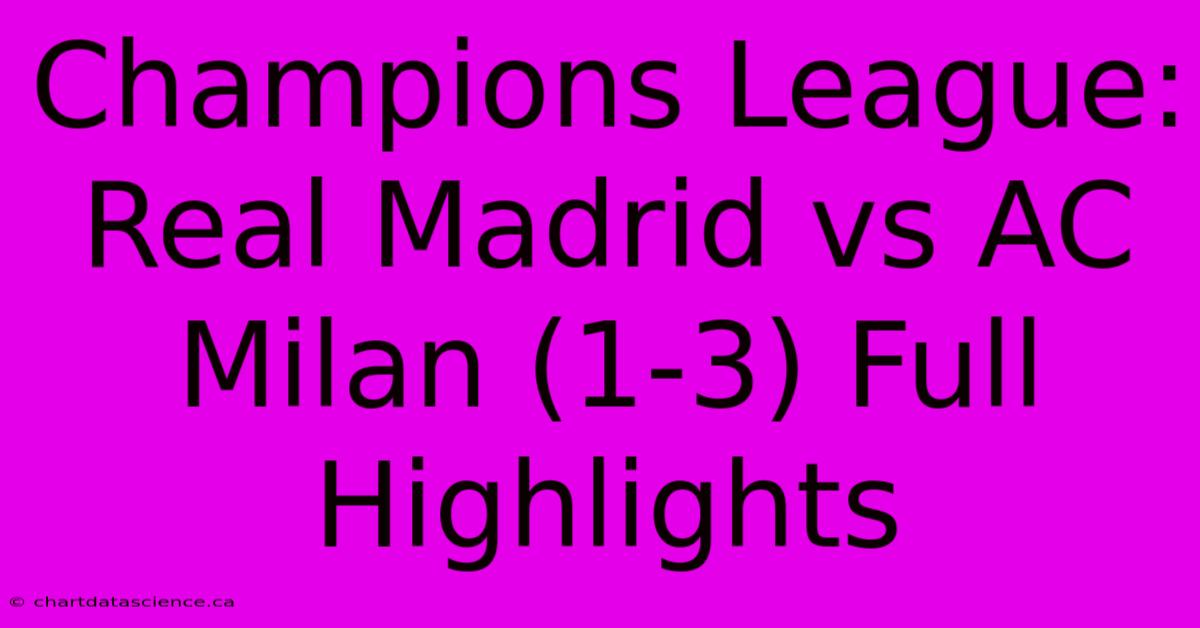 Champions League: Real Madrid Vs AC Milan (1-3) Full Highlights 