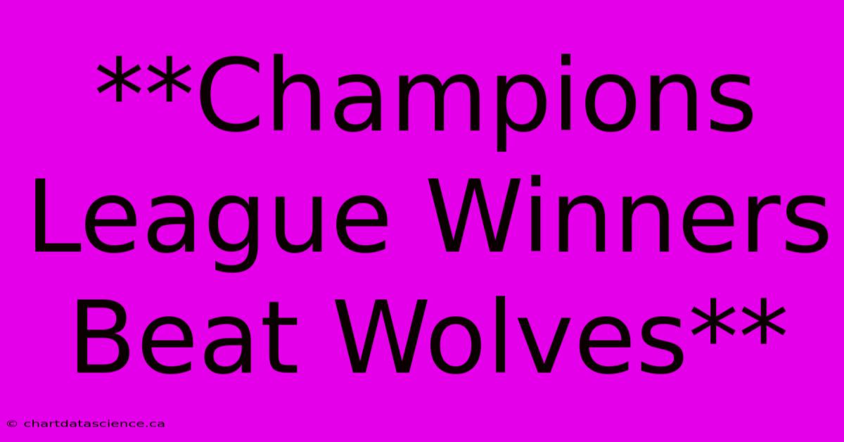 **Champions League Winners Beat Wolves**