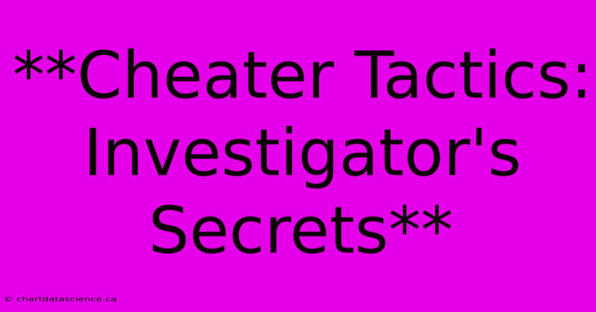 **Cheater Tactics: Investigator's Secrets** 