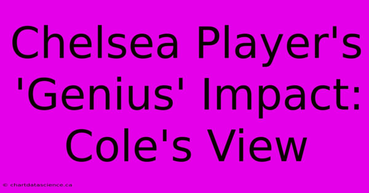 Chelsea Player's 'Genius' Impact: Cole's View 