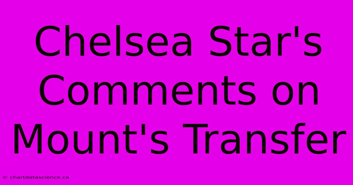 Chelsea Star's Comments On Mount's Transfer