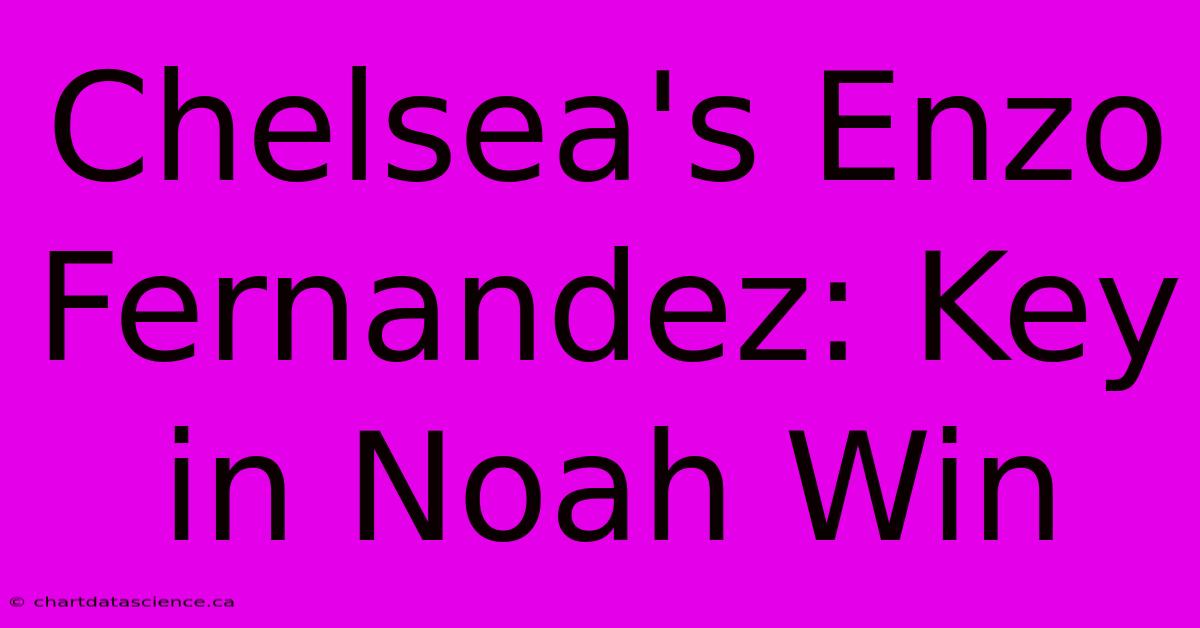 Chelsea's Enzo Fernandez: Key In Noah Win 