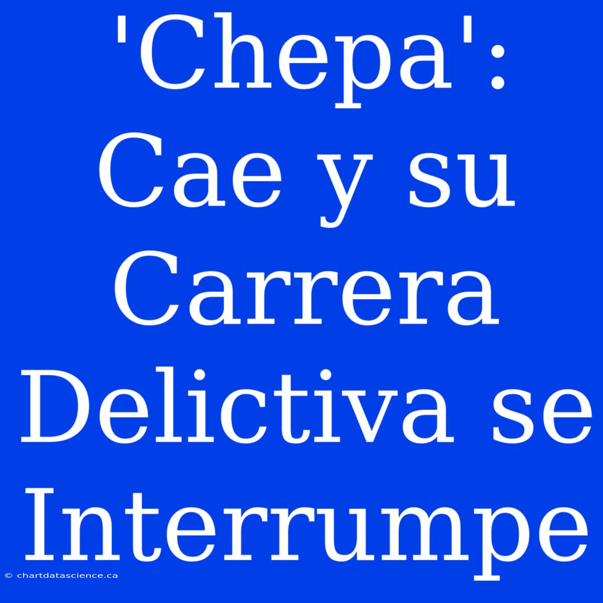 'Chepa': Cae Y Su Carrera Delictiva Se Interrumpe