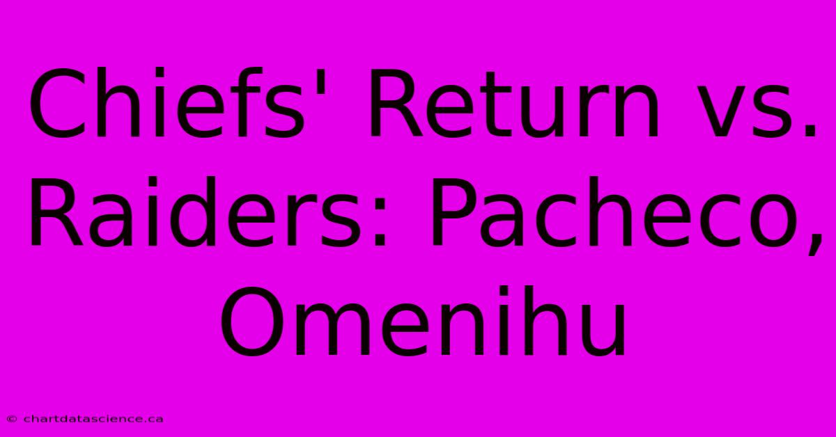 Chiefs' Return Vs. Raiders: Pacheco, Omenihu