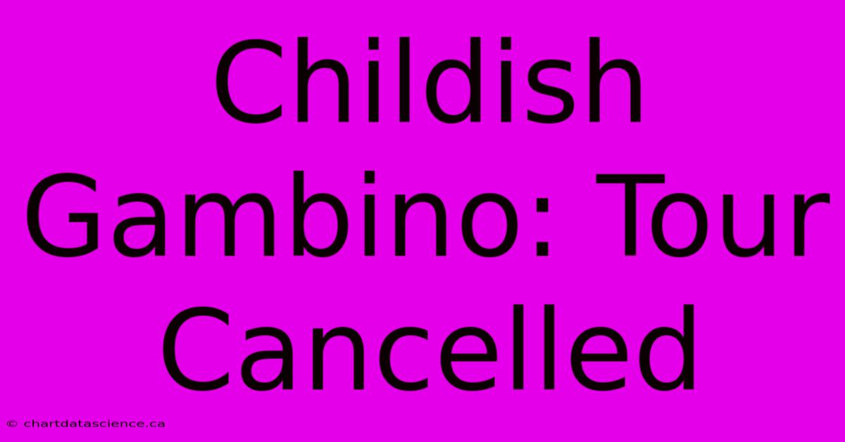 Childish Gambino: Tour Cancelled