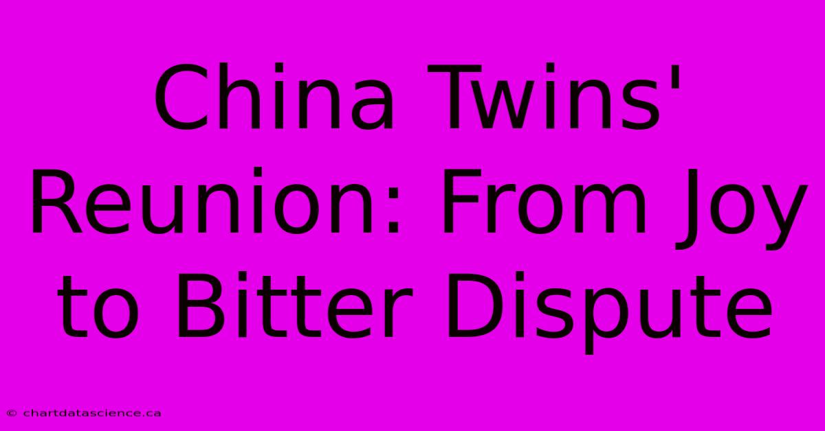 China Twins' Reunion: From Joy To Bitter Dispute