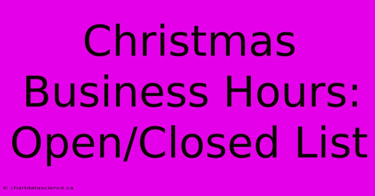 Christmas Business Hours: Open/Closed List