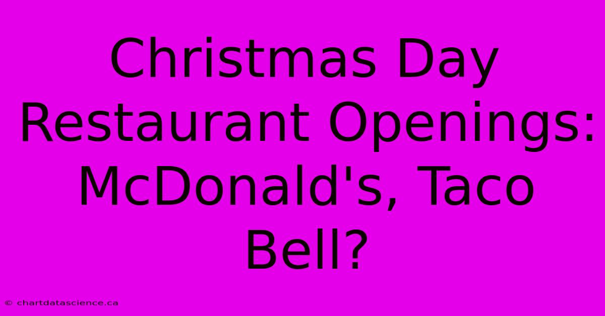 Christmas Day Restaurant Openings: McDonald's, Taco Bell?